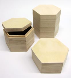 Holzboxen 6eckig 3 Stück verschiedene Höhen
